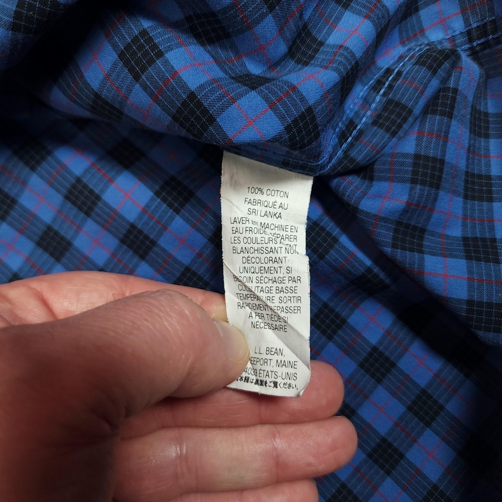 L.L.Bean Shirt Mens 2XLT Blue Plaid Long Sleeve Button Up Wrinkle Resistant - Picture 6 of 10